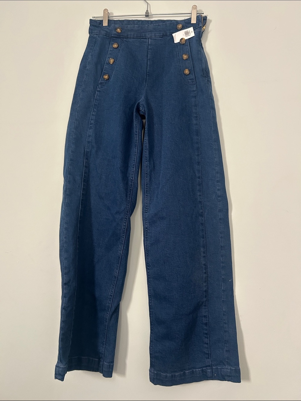 Old Navy Dark Blue High-Rise Wide Leg Jeans with Sailor Buttons